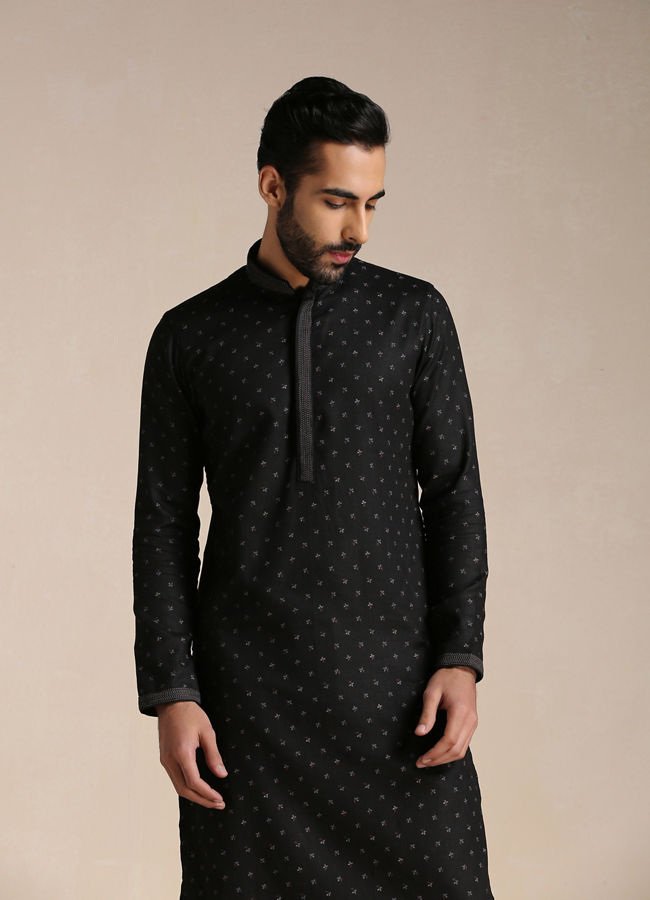 Charcoal Black Printed Kurta Set image number 0